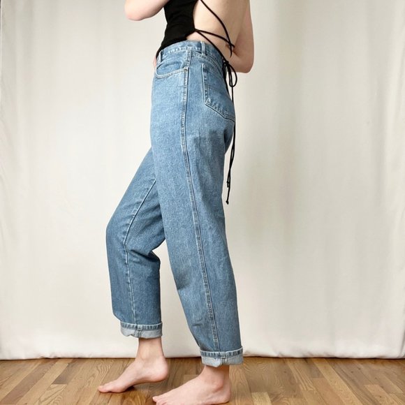 Vintage High Rise Straight Leg Jeans Relaxed Boyfriend Full Length Denim 90s Dad - Picture 3 of 8